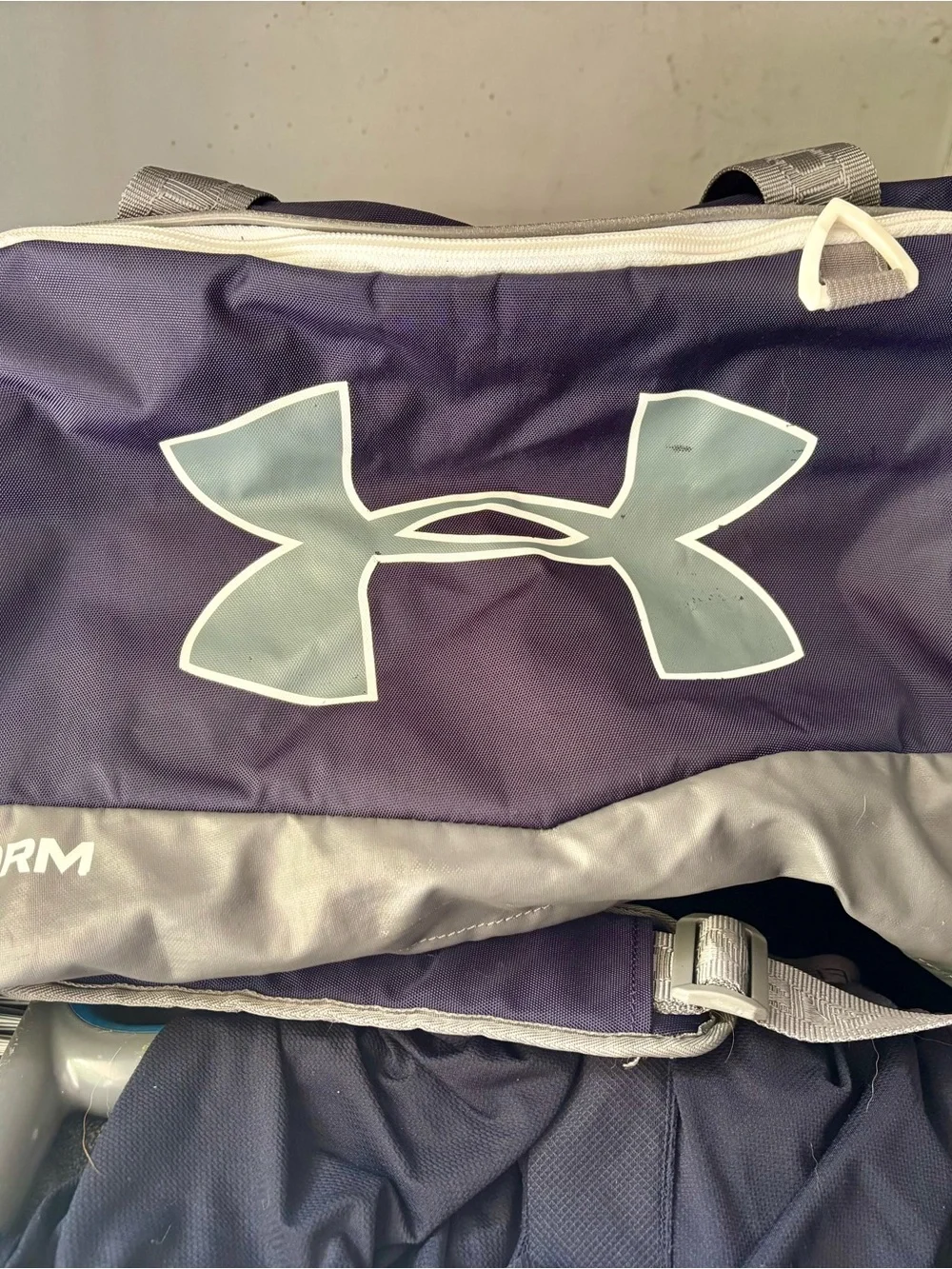 Under Armour Navy and Light Gray Logo Gym Duffle